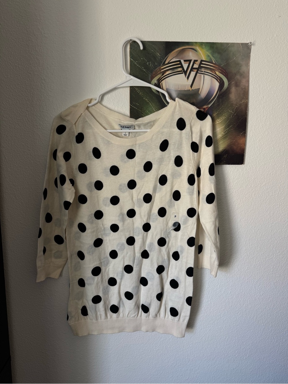 Y2K Polka Dot Crewneck Sweater - Cream with Black Dots. Still with tags.